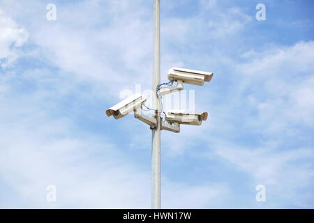 security camera on pole Stock Photo