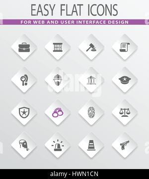 Police easy flat web icons for user interface design Stock Vector