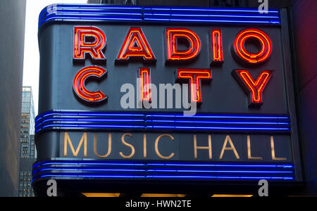 Radio City Music Hall Marquee in Rockefeller Center, New York City ...