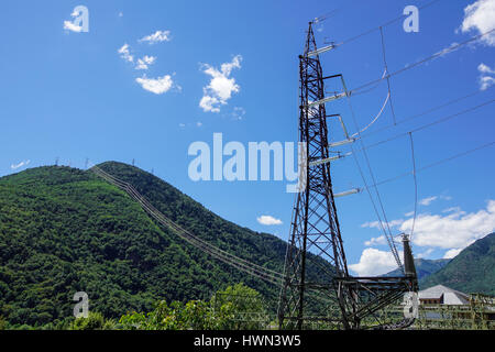 power pole for elecricity under blue sky Stock Photo - Alamy