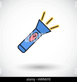 Flashlight. Flat icon on the white background for web and mobile applications. Vector illustration. Stock Vector