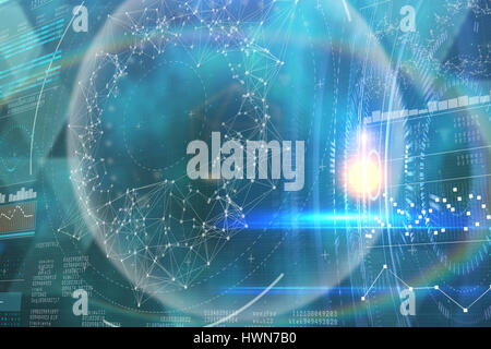 Futuristic black background with circles against genes diagram on black background 3d Stock Photo