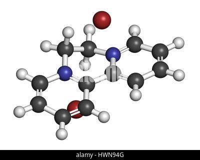 Diquat dibromide contact herbicide molecule 3D rendering. Atoms are represented as spheres with conventional color coding: hydrogen (white), carbon (g Stock Photo