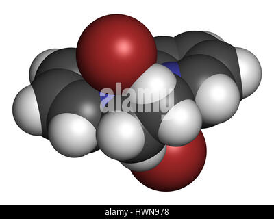 Diquat dibromide contact herbicide molecule 3D rendering. Atoms are represented as spheres with conventional color coding: hydrogen (white), carbon (g Stock Photo