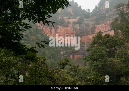 China, Guizhou, Chishui, cliff of Danxia releif at the World natural heritage of UNESCO Stock Photo