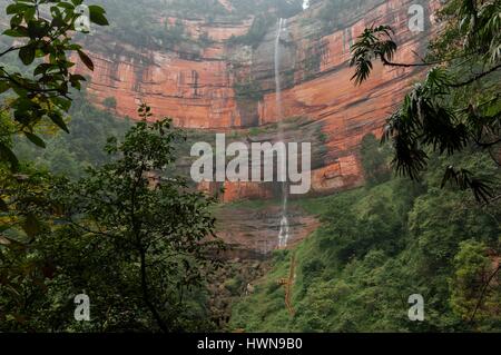 China, Guizhou, Chishui, cliff of Danxia releif at the World natural heritage of UNESCO Stock Photo