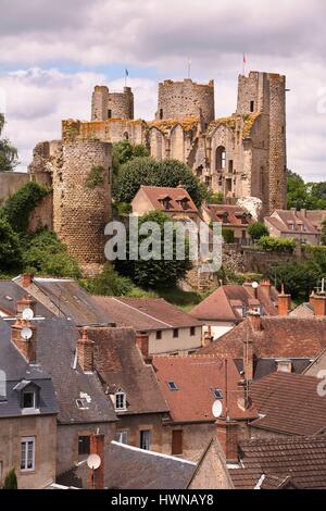 France, Allier, Bourbon l'Archambault, the Village and its Medieval fortress Stock Photo