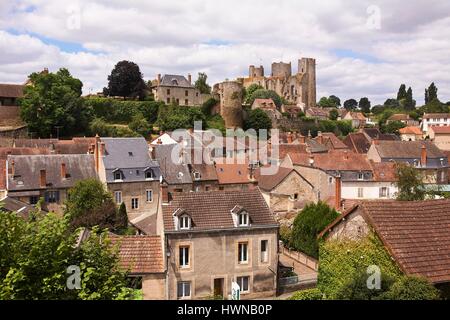 France, Allier, Bourbon l'Archambault, the Village and its Medieval fortress Stock Photo