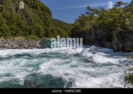 Chile, Los Lagos region, Patagonia, Vicente Perez Rosales National Park , Petrohue river near Puerto Varas and Ensanada Stock Photo