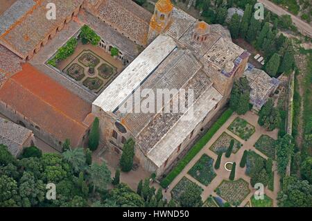 France, Aude, Narbonne, Abbey of Sainte Marie de Fontfroide (aerial view) Stock Photo