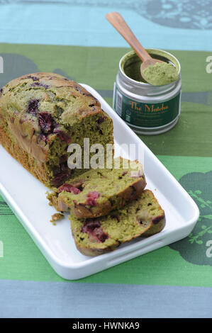 Cake griottes thé matcha Stock Photo