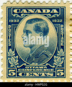 GOMEL, BELARUS, 21 MARCH 2017, Stamp printed in Canada shows image of the Edward VIII was King of the United Kingdom and the Dominions of the British  Stock Photo