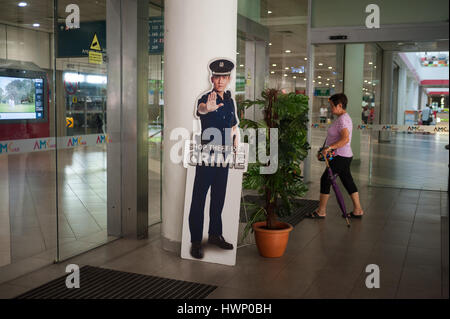 14.02.2017, Singapore, Republic of Singapore, Asia - A warning sign made of cardboard is seen in front of a shopping mall. Stock Photo