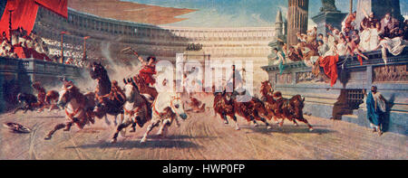 A Roman chariot race . From Hutchinson's History of the Nations, published 1915.