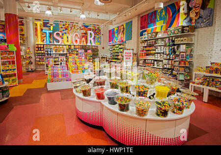 A general view of the interior of It'sugar, a candy and novelty shop on Broadway in Greenwich Village, New York City Stock Photo