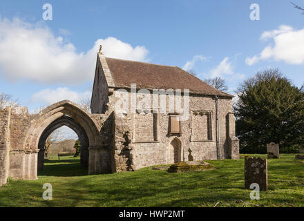 Exterior of old St Leonards Church, in the village of Sutton Veny, Wiltshire,England, UK Stock Photo