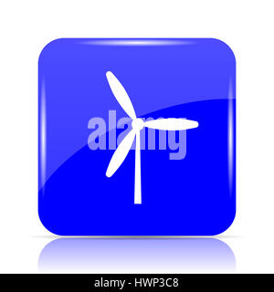 Windmill icon, blue website button on white background. Stock Photo