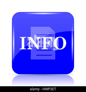 Info icon, blue website button on white background. Stock Photo