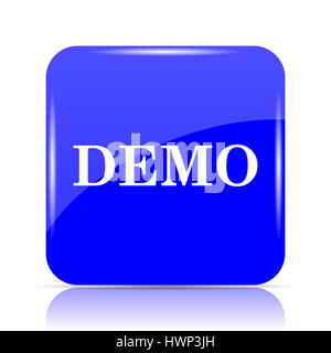 Demo icon, blue website button on white background. Stock Photo