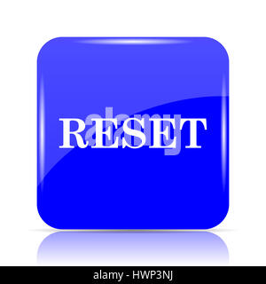 Reset icon, blue website button on white background. Stock Photo