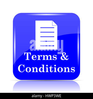 Terms and conditions icon, blue website button on white background. Stock Photo