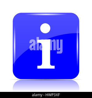 Info icon, blue website button on white background. Stock Photo