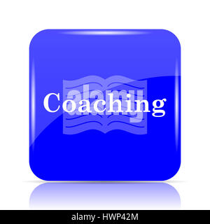 Coaching icon, blue website button on white background. Stock Photo