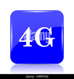 4G icon, blue website button on white background. Stock Photo