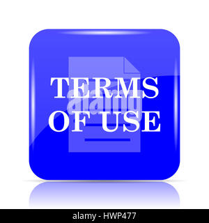 Terms of use icon, blue website button on white background. Stock Photo