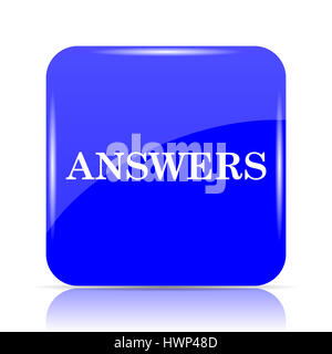 Answers icon, blue website button on white background. Stock Photo