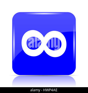 Infinity sign icon, blue website button on white background. Stock Photo