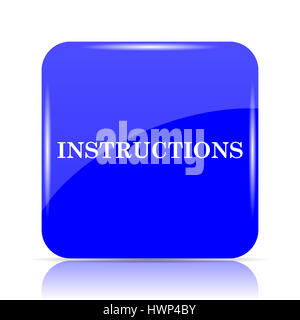 Instructions icon, blue website button on white background. Stock Photo