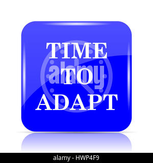 Time to adapt icon, blue website button on white background. Stock Photo