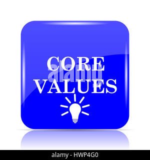 Core values icon, blue website button on white background. Stock Photo