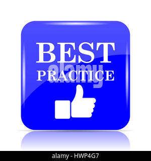 Best practice icon, blue website button on white background. Stock Photo