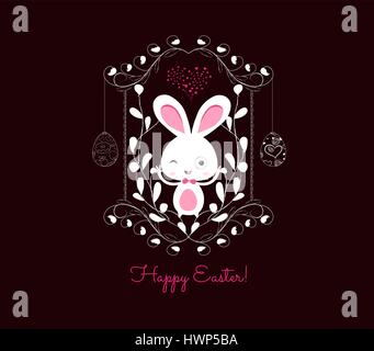 happy easter eggs ornament frame Stock Vector