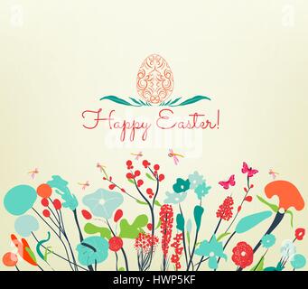 happy easter postcard vintage Stock Vector