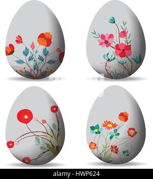 Set Easter eggs and happy easter Stock Vector