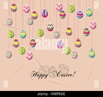 Happy easter card, colorful eggs Stock Vector