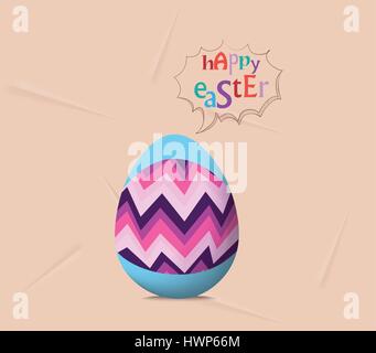 Happy easter card, colorful egg, ribbon Stock Vector