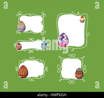 easter eggs doodle boder Stock Vector