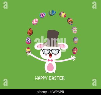 Happy easter. Circus catch rabbit with eggs Stock Vector