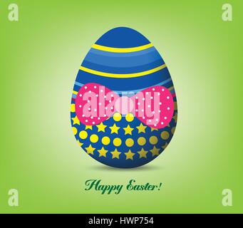 Funny easter egg with red bow - Happy Easter Card Stock Vector