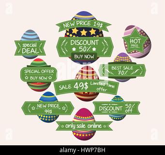 set of bookmarks sticker tags easter eggs Stock Vector