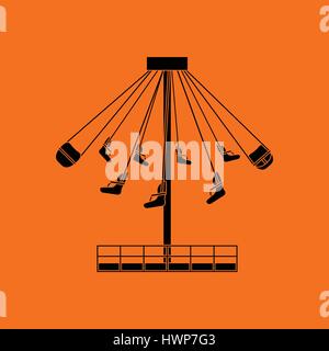 Big carousel icon. Orange background with black. Vector illustration ...
