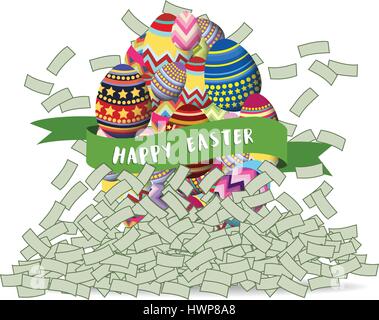 Happy easter eggs Mountain Money Stock Vector