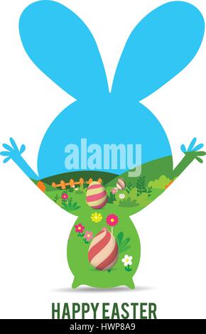 happy easter with bunny Stock Vector