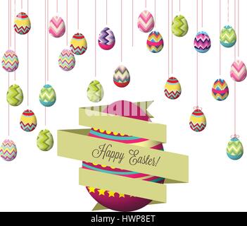 Hanging easter eggs Stock Vector