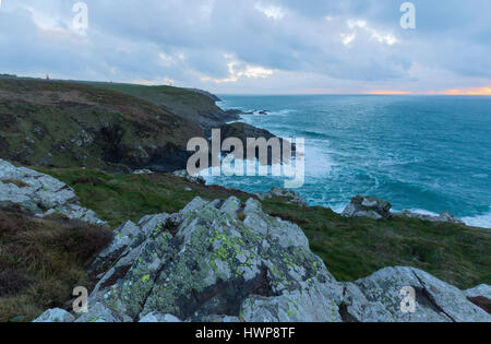 Sunset over Pendeen Watch in North Cornwall Stock Photo