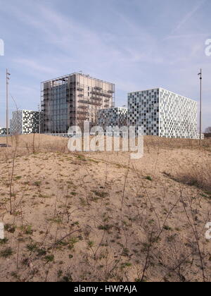 The Hague, Netherlands - March 27, 2016: The new International Criminal Court at the 2015 opened building. Stock Photo